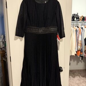 Mac Duggal Black Pleated A-Line Cocktail Dress